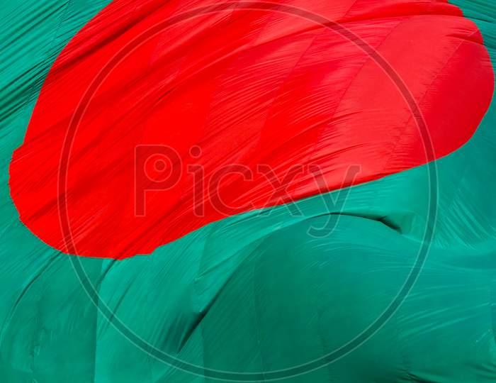 Bangladeshi Flag Waving In Sky At Dhaka, Bangladesh.