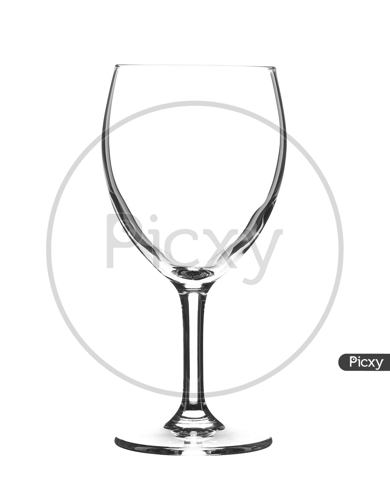 Close Up Of Empty Wine Glass. Isolated On A White Background.