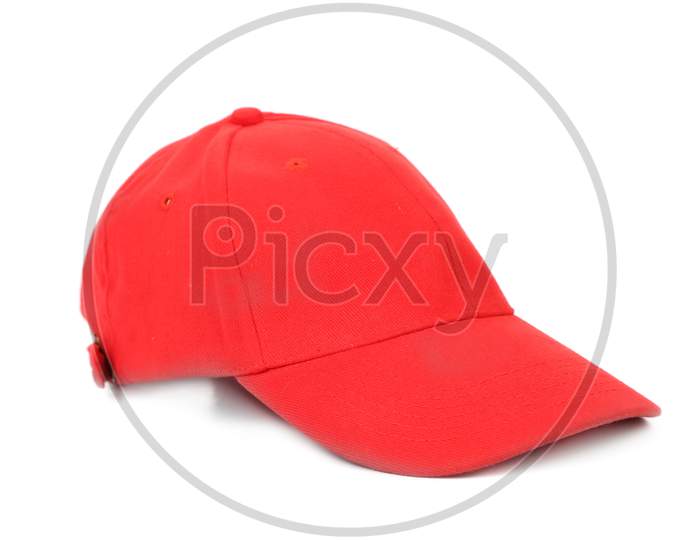 Close Up Of Working Peaked Cap. Isolated On A White Background.