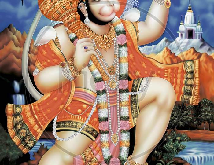 Poster of Lord Hanuman is the son of Vayu, the Hindu god of Wind. He was a devotee of Lord Rama. Hanuman is best known from the Indian epic Ramayana.
