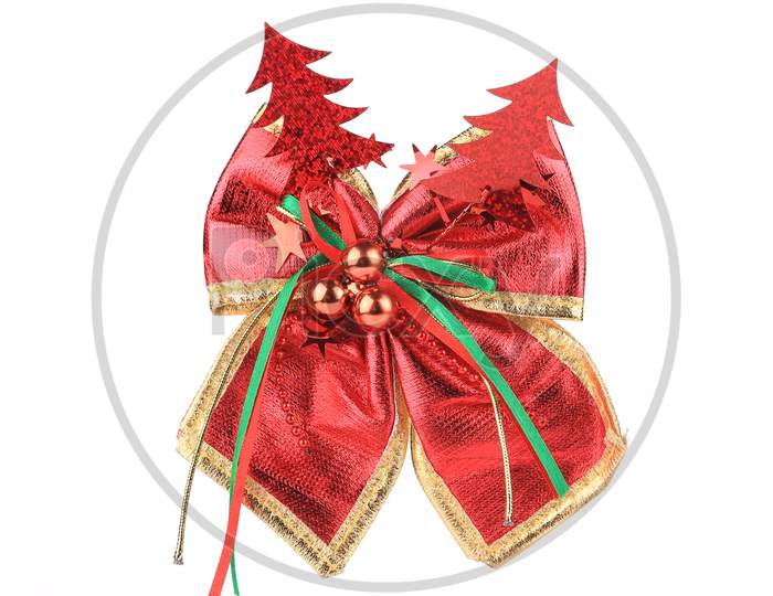 Christmas Ribbon Decoration. Isolated On A White Background.