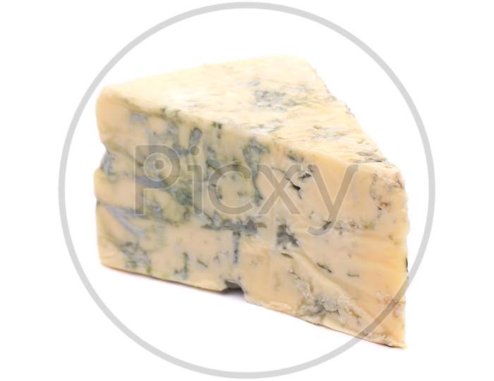 Close Up Of Blue Cheese. Isolated On A White Background.