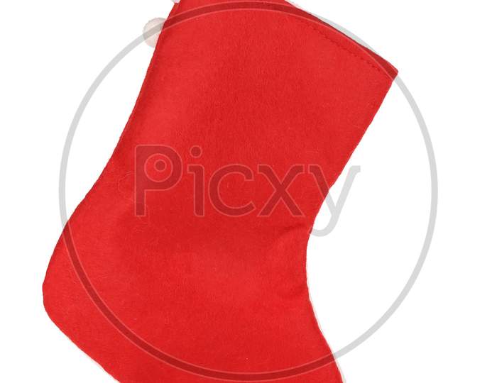 Decorative Christmas Red Sock. Isolated On A White Background.