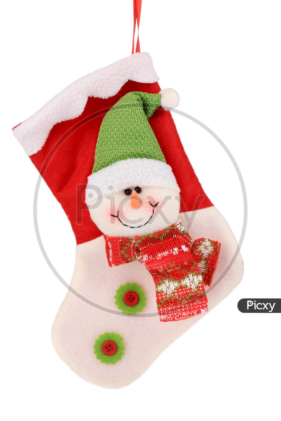 Decorative Christmas Sock. Isolated On A White Background.