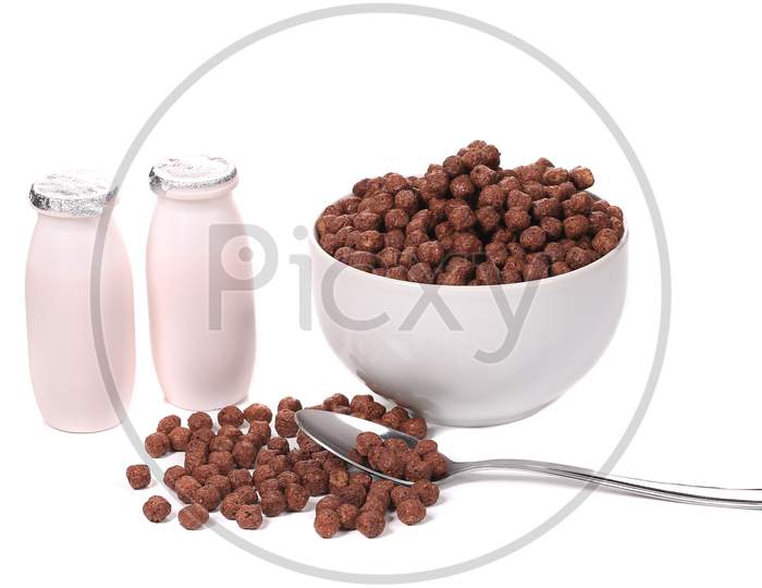 Cereal Breakfast For Kids. Isolated On A White Background.