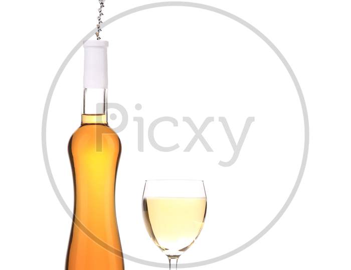 Gentle White Wine Composition. Isolated On A White Background.