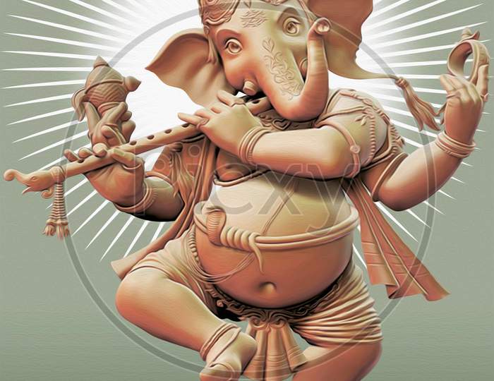 Indian god dancing ganesha oil paint art illustrations.