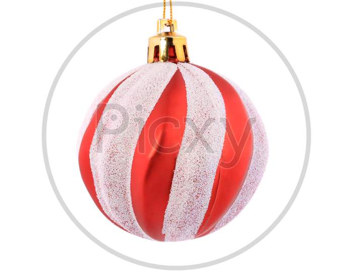 Christmas Red Ball. Isolated On A White Background.
