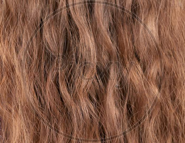 Texture Of Long Blond Hair. Whole Background.