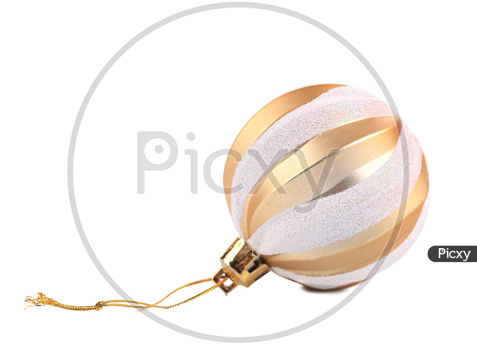 Christmas Golden Ball. Isolated On A White Background.