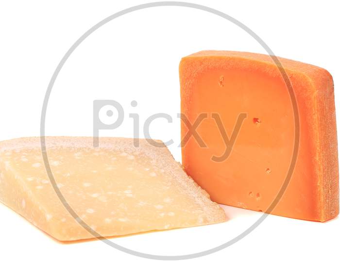 Cheese Texture Background. Close Up. Isolated On A White Background.