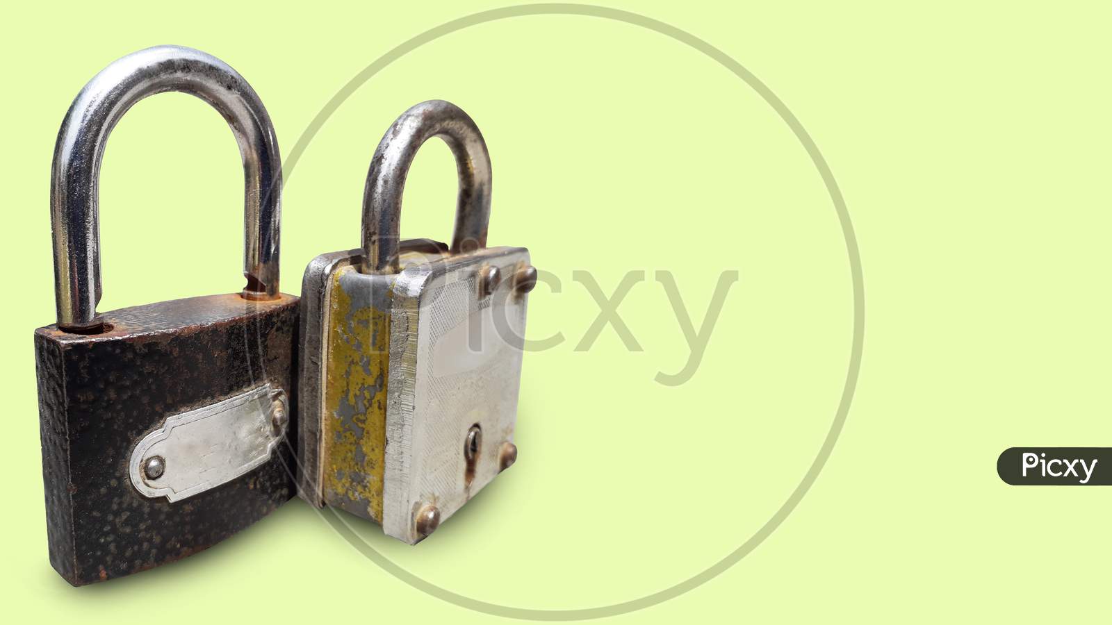 Iron pad lock for security purposes  isolated photo
