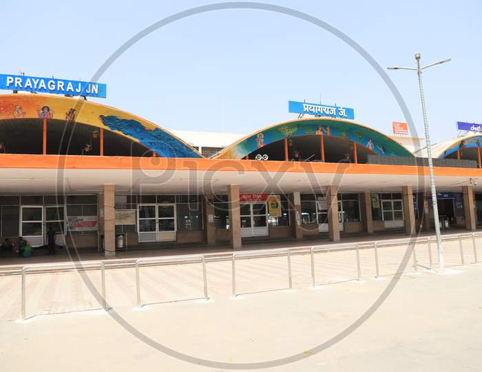 A View Of Empty Railway Station During Nationwide Lockdown In Wake Of Coronavirus Pandemic At Prayagraj Station In Prayagraj, March 12, 2020