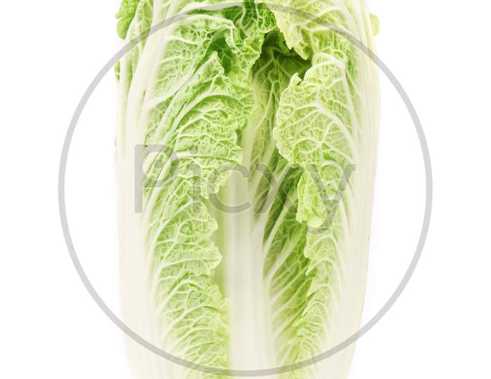 Sliced Tasty Chinese Cabbage. Isolated On A White Background.
