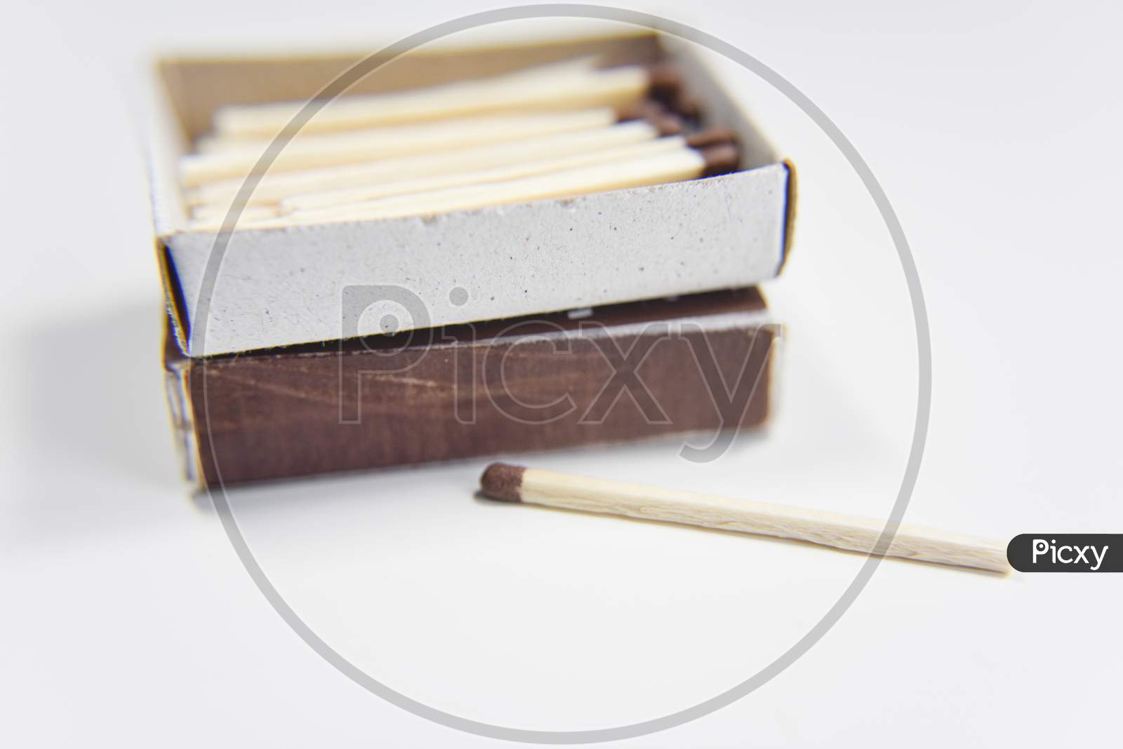 Box Of Matches On The White Background. Selective Focus.