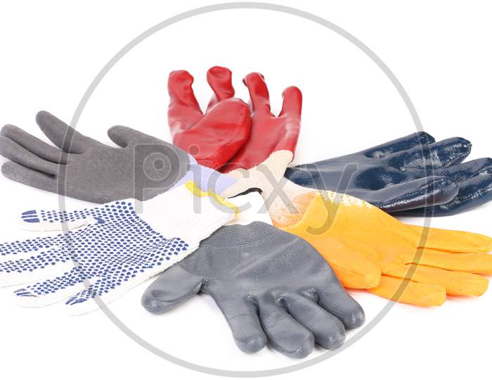 Protective Gloves As Flower. Isolated On A White Background.