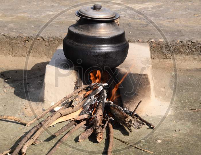 traditional stove or chulha in Himachal Pradesh,India