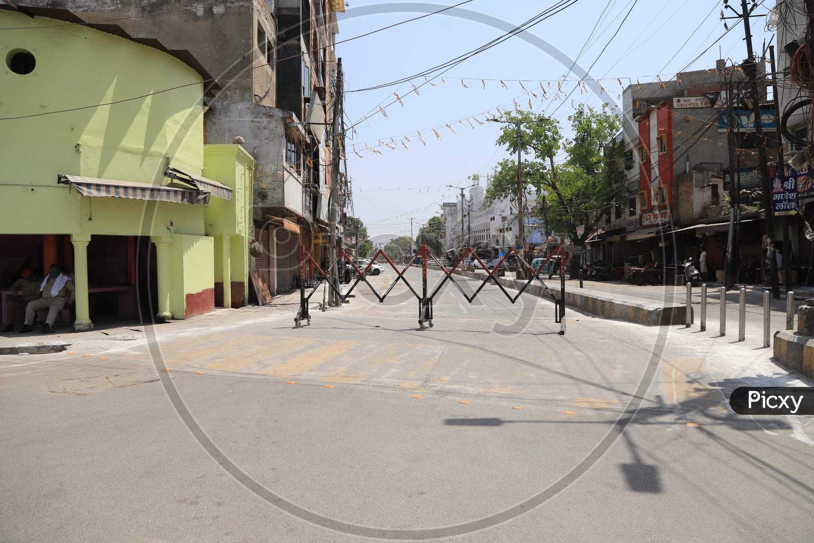Barricades Are Seen Due To 21-day Lockdown due to  Corona Virus or COVID-19 Pandemic in Prayagraj