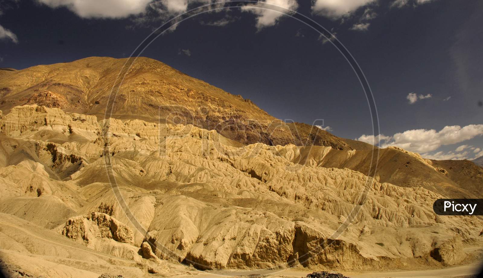 Sand Terrains Or Mountains With Blue Sky Composition In Ladakh
