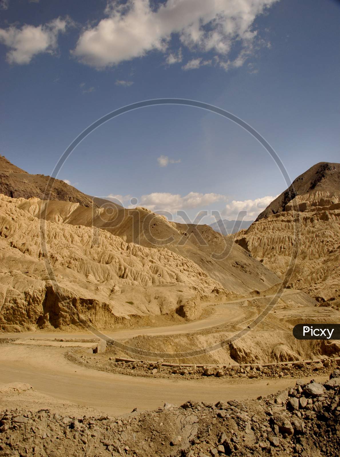 Beautiful Scapes Of Ladakh With Roads in Terrain And Mountains In Background