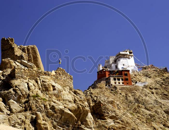 Thiksey Monastery On Sand Terrain in Ladakh