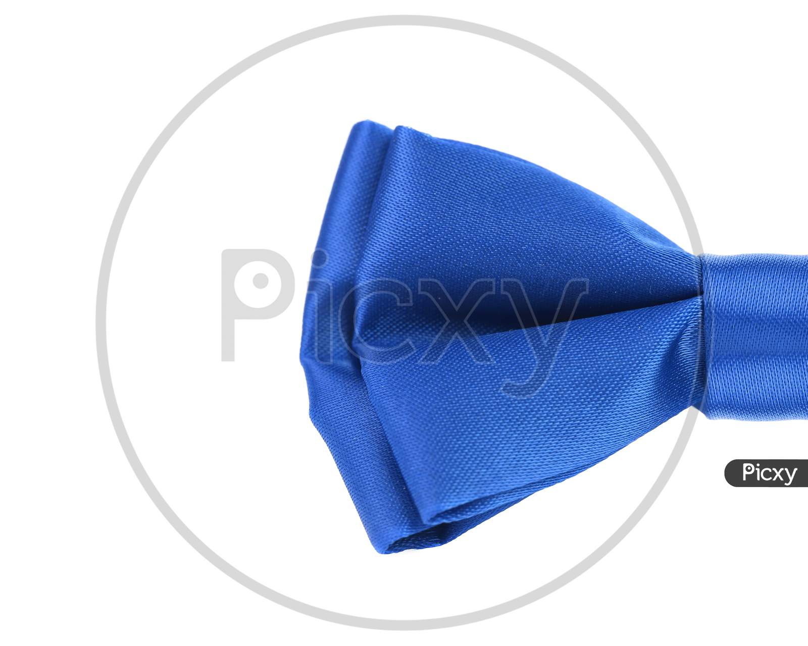 Half Of Blue Bow Tie. Isolated On A White Background.