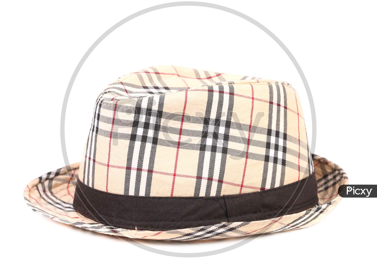 Checked Hat. Isolated On A White Background.