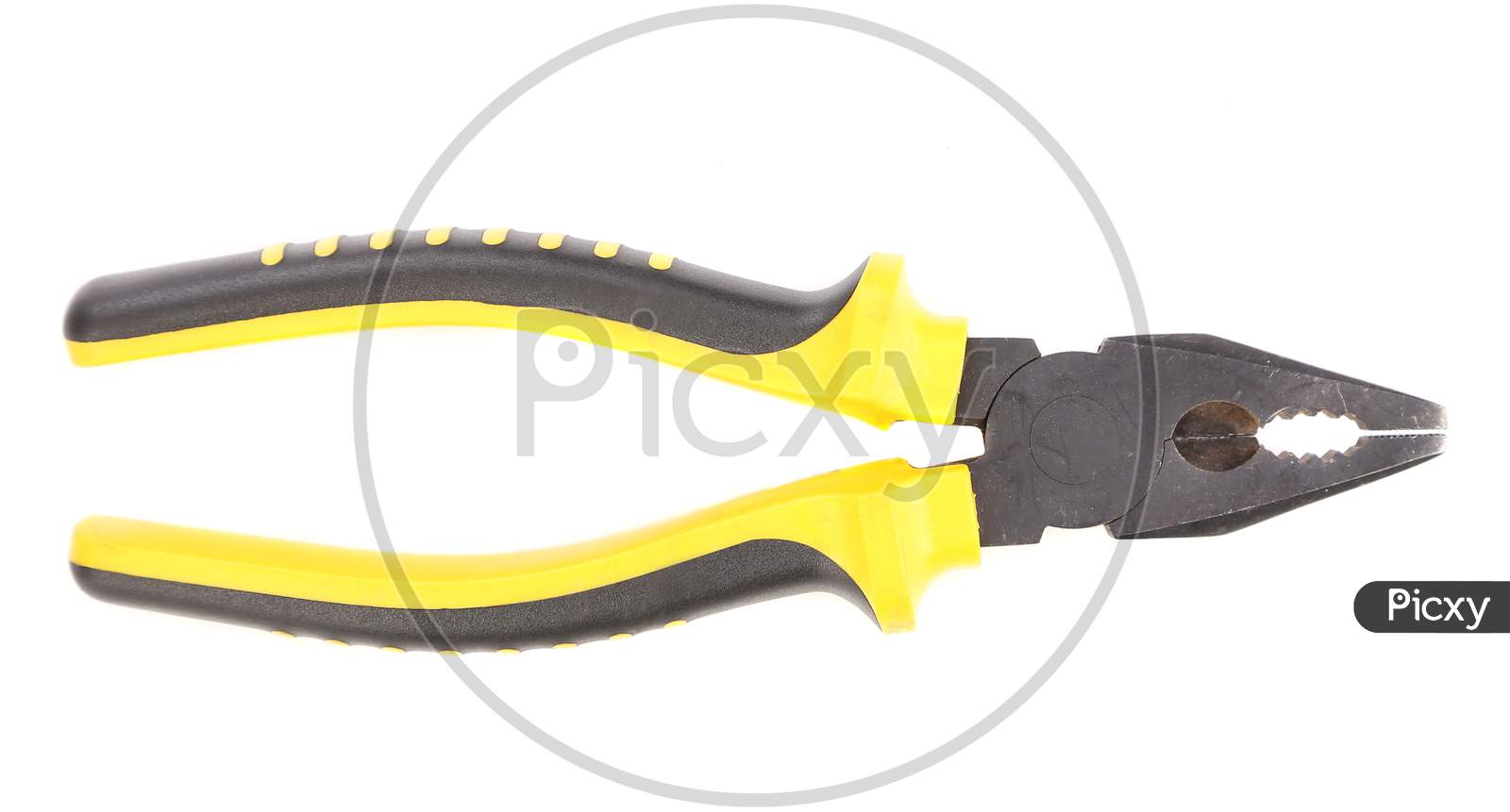 Close Up Of Pliers Black - Yellow. Isolated On A White Background.
