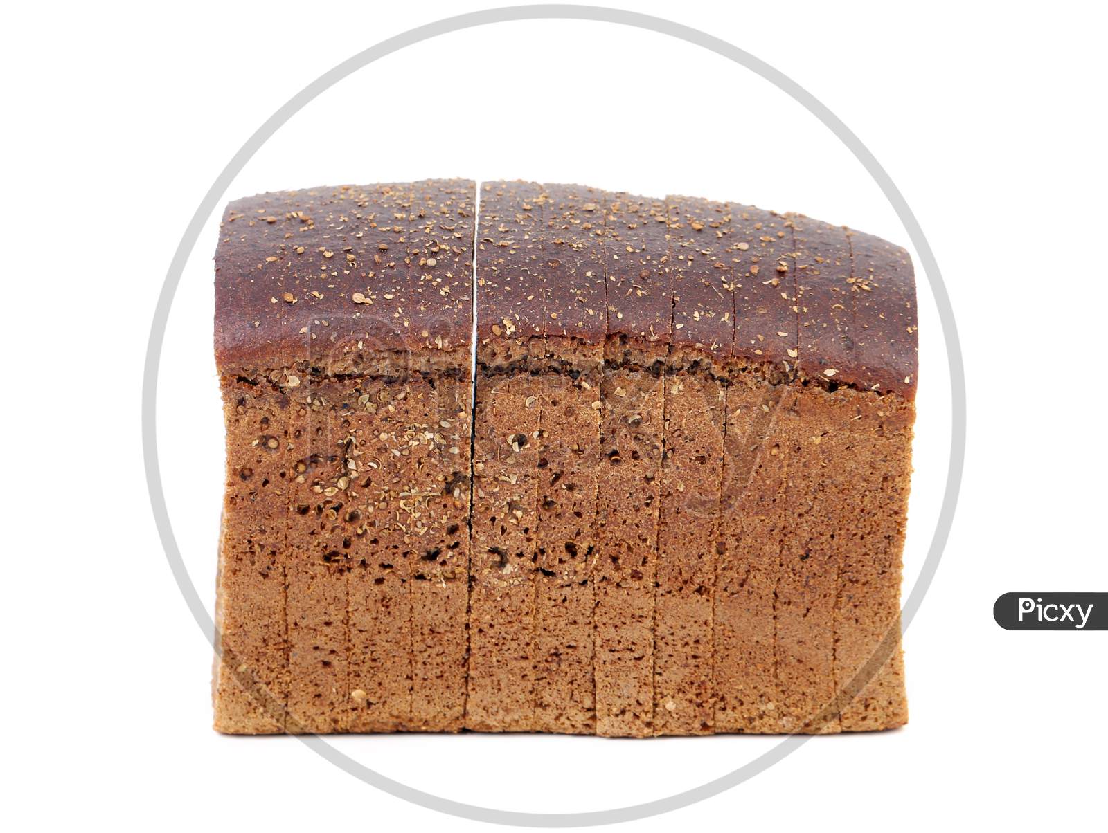 Rye Sliced Bread. Close Up. Isolated On A White Background.