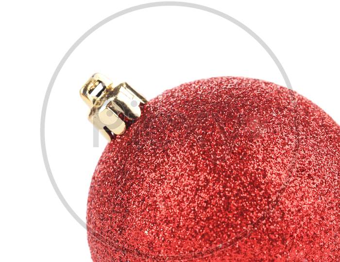 Christmas Decoration Red Ball For Tree. Whole Background.