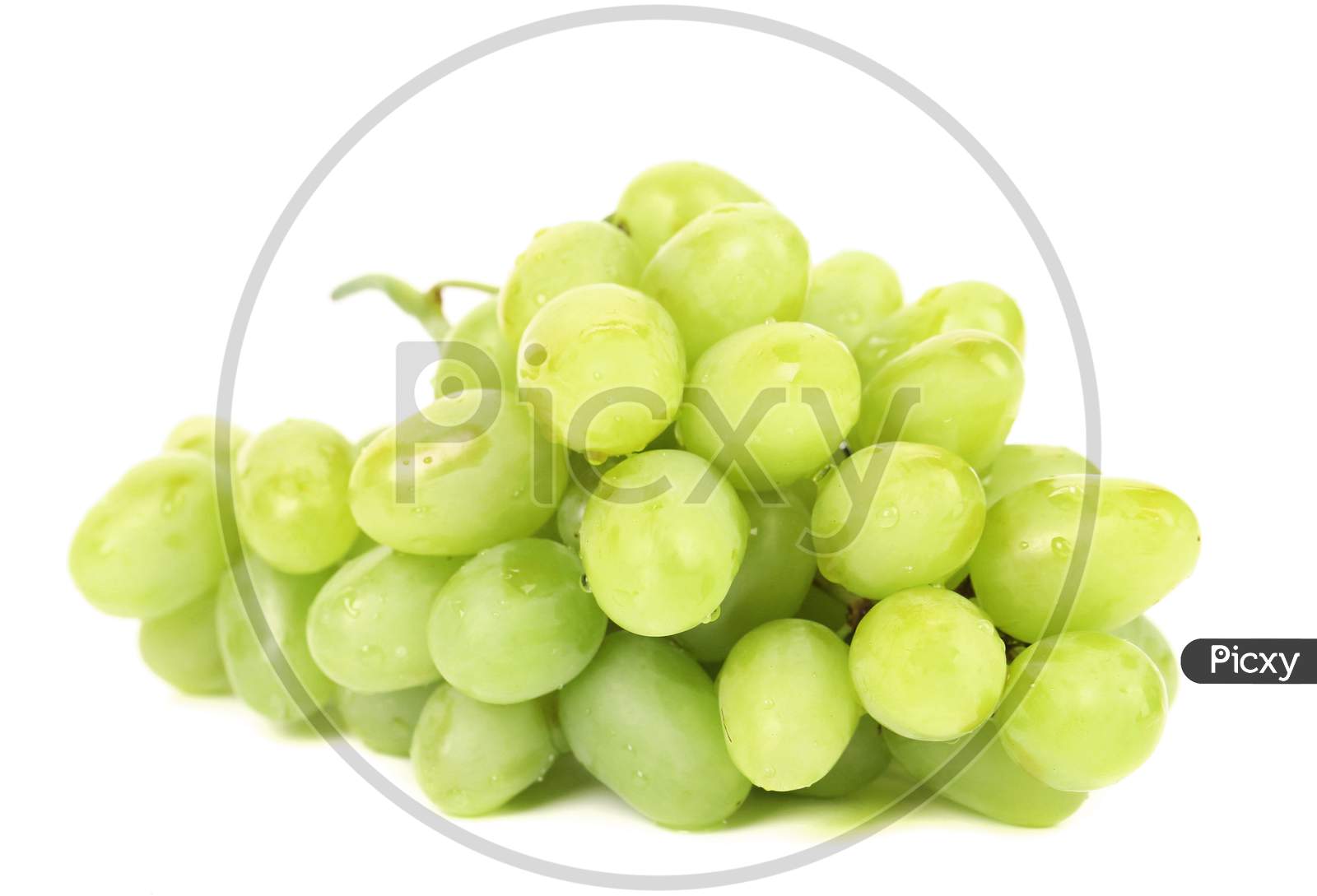 Bunch Of Ripe And Juicy Green Grapes. Isolated On A White Background.