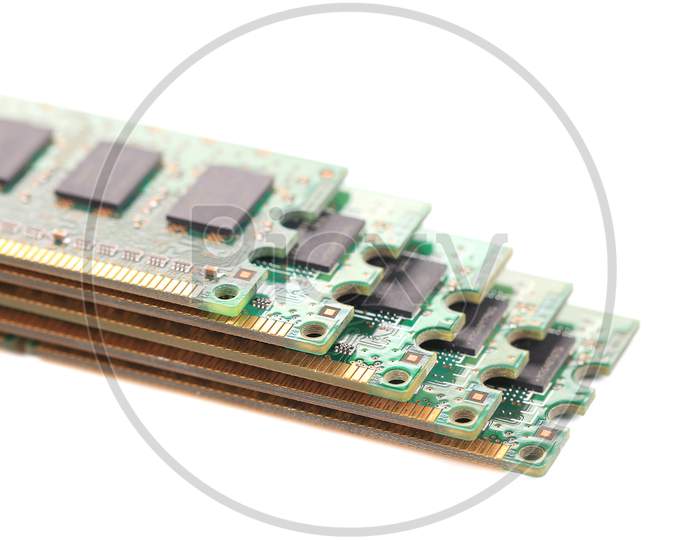 Random Access Memory For Servers. Isolated On A White Background.