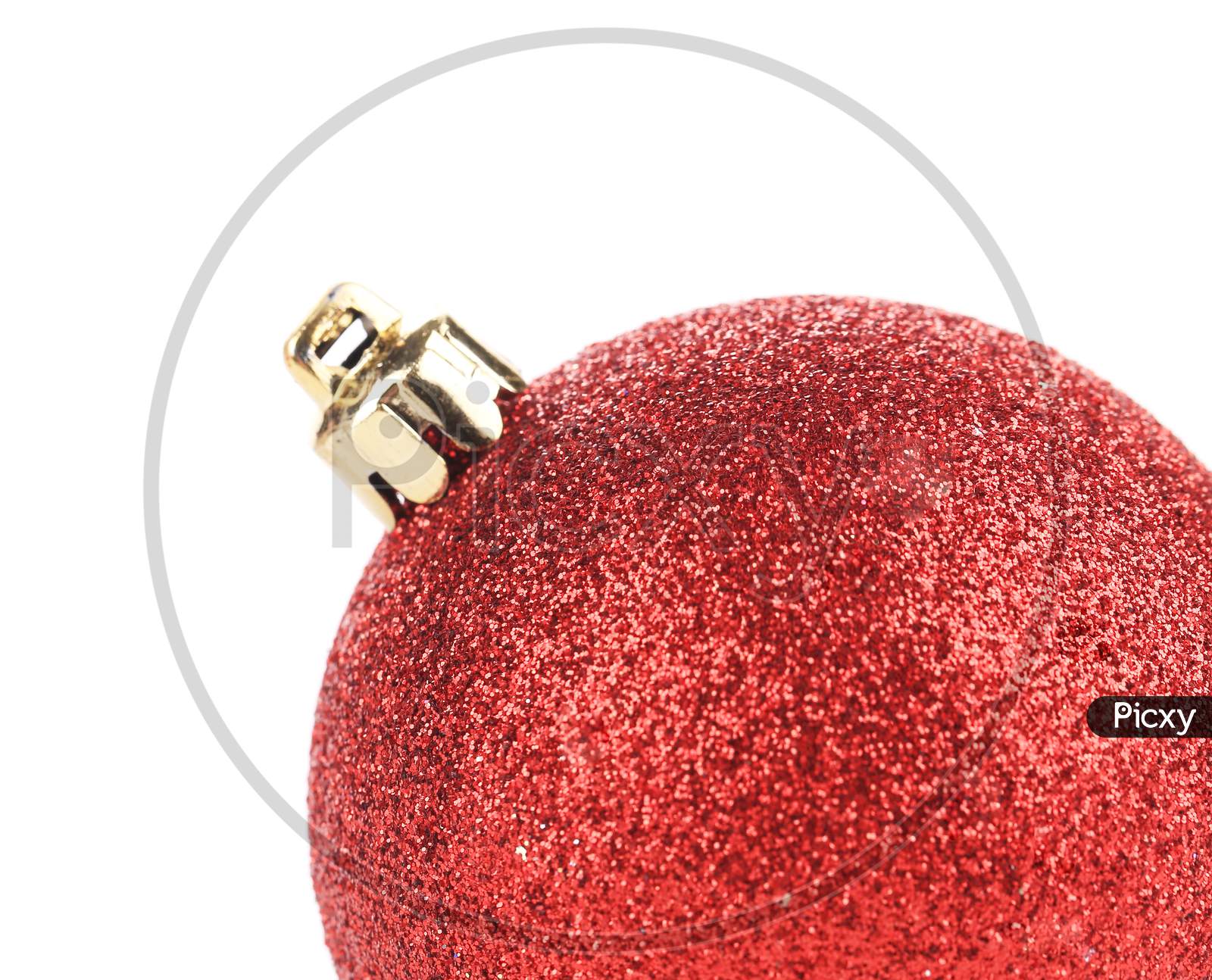 Christmas Decoration Red Ball For Tree. Whole Background.