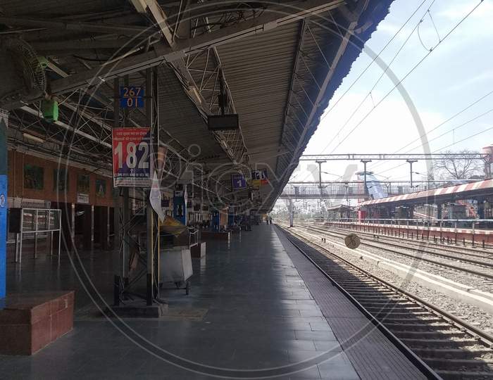 Empty railway platform during covid-19