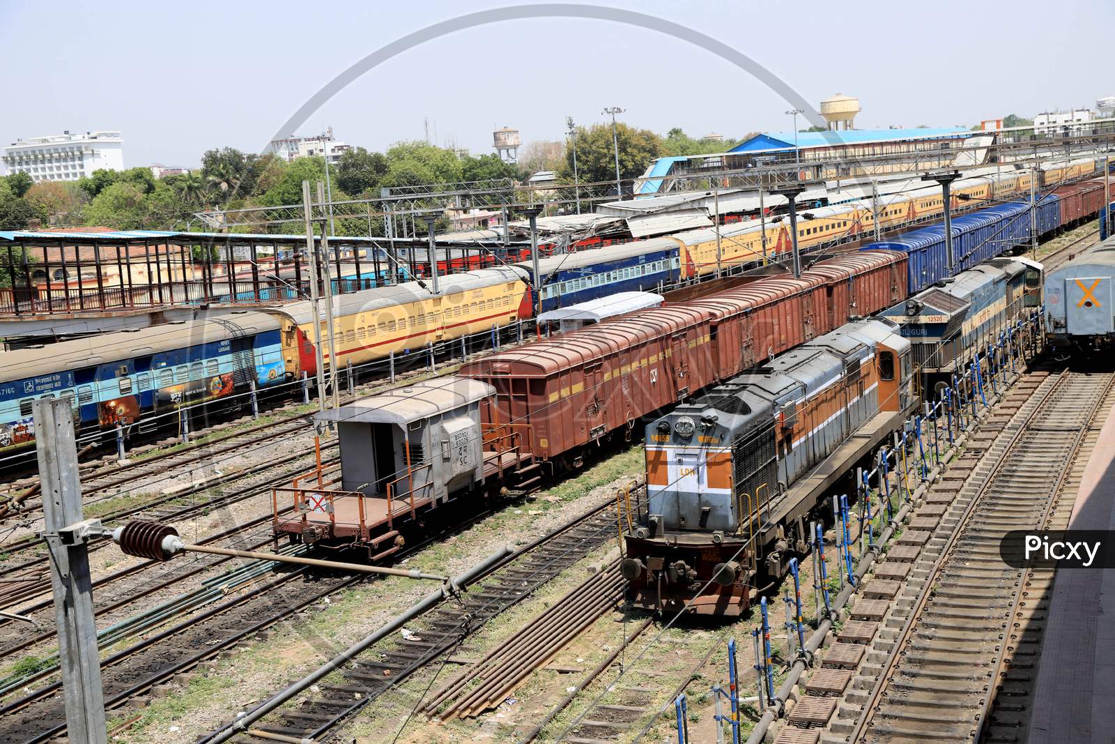 A View Of Train Coaches Stand At Prayarag Railway Station During Nationwide Lockdown In Wake Of Coronavirus or covid-19 Pandemic In Prayagraj, March 13, 2020.