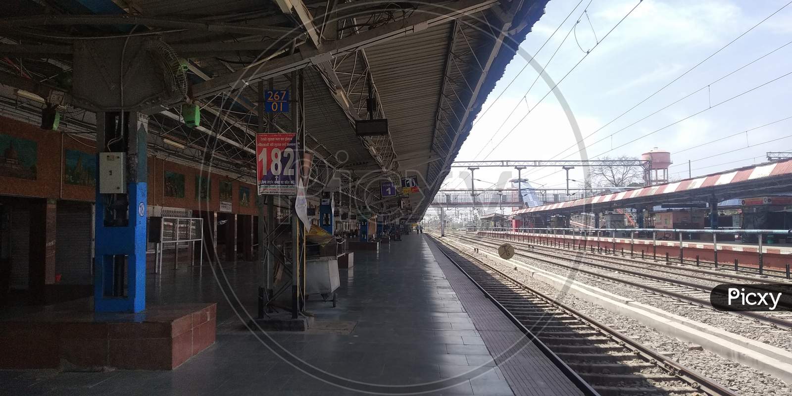 Empty railway platform during covid-19
