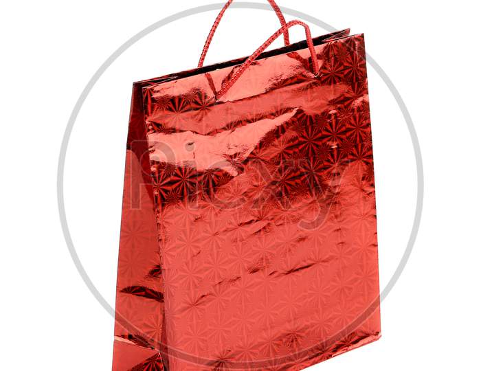 Red Gift Paper Bag. Isolated On A White Background.