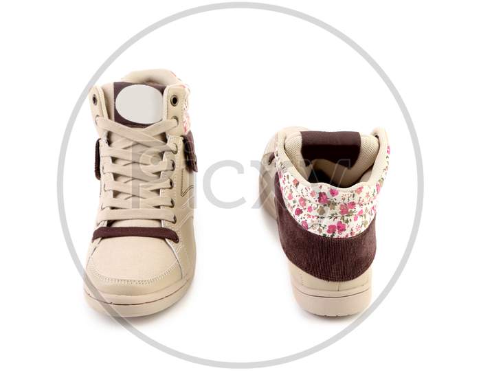 White Shoes For Girls. Isolated On A White Background.