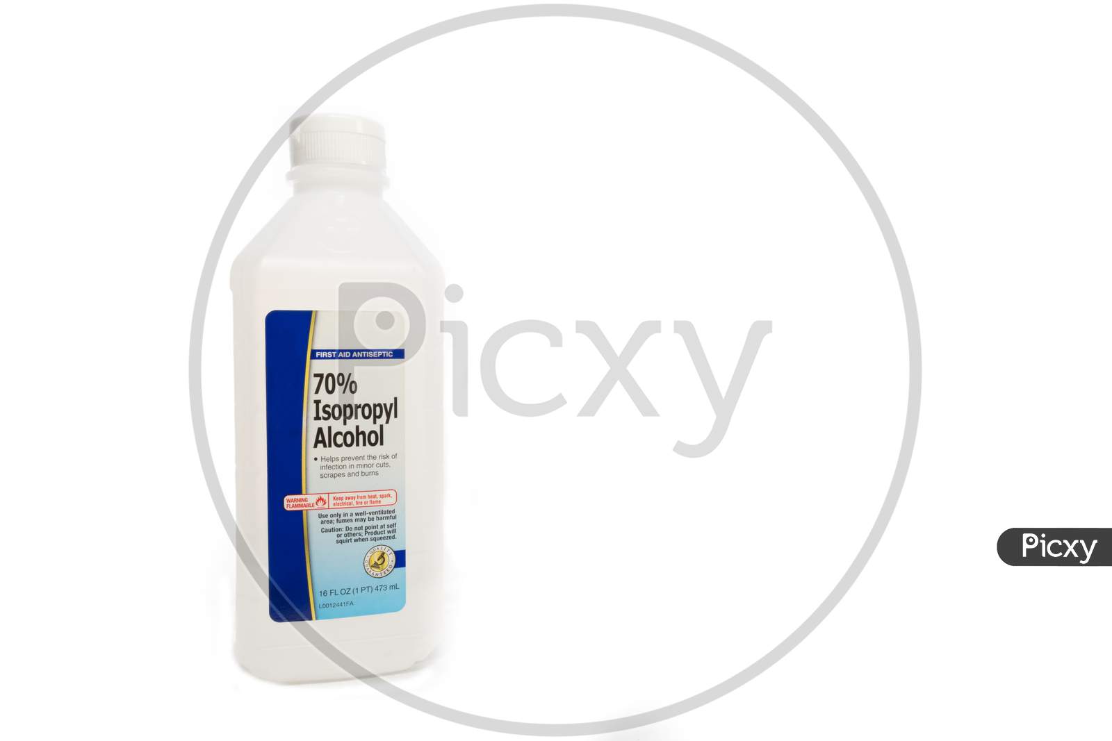 Container Of Rubbing (Isopropyl) Alcohol On A White Background.