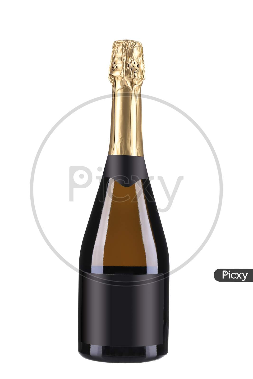 Bottle Of Champagne. Isolated On A White Background.