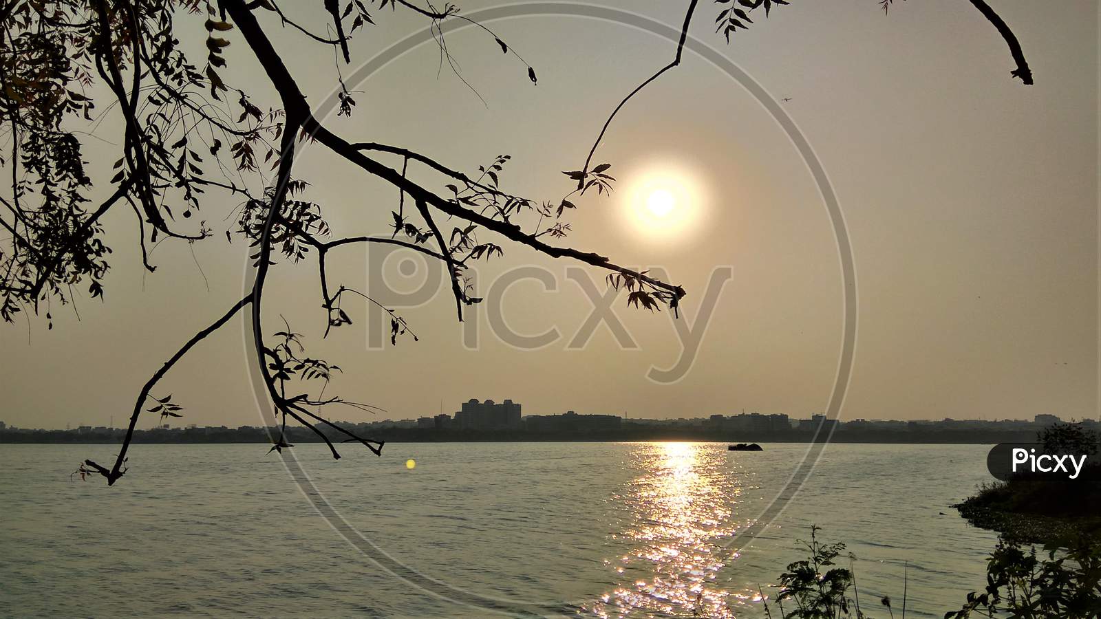 Sunset at Hussain Sagar Lake