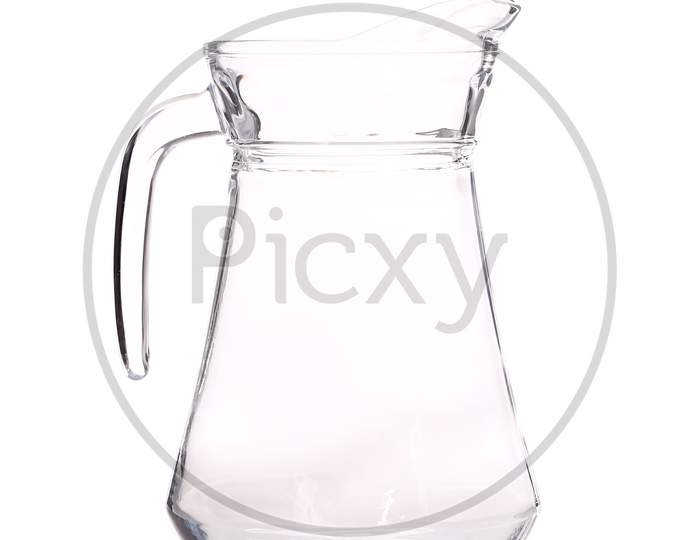Close Up Of Glass Carafe. Isolated On White Background.