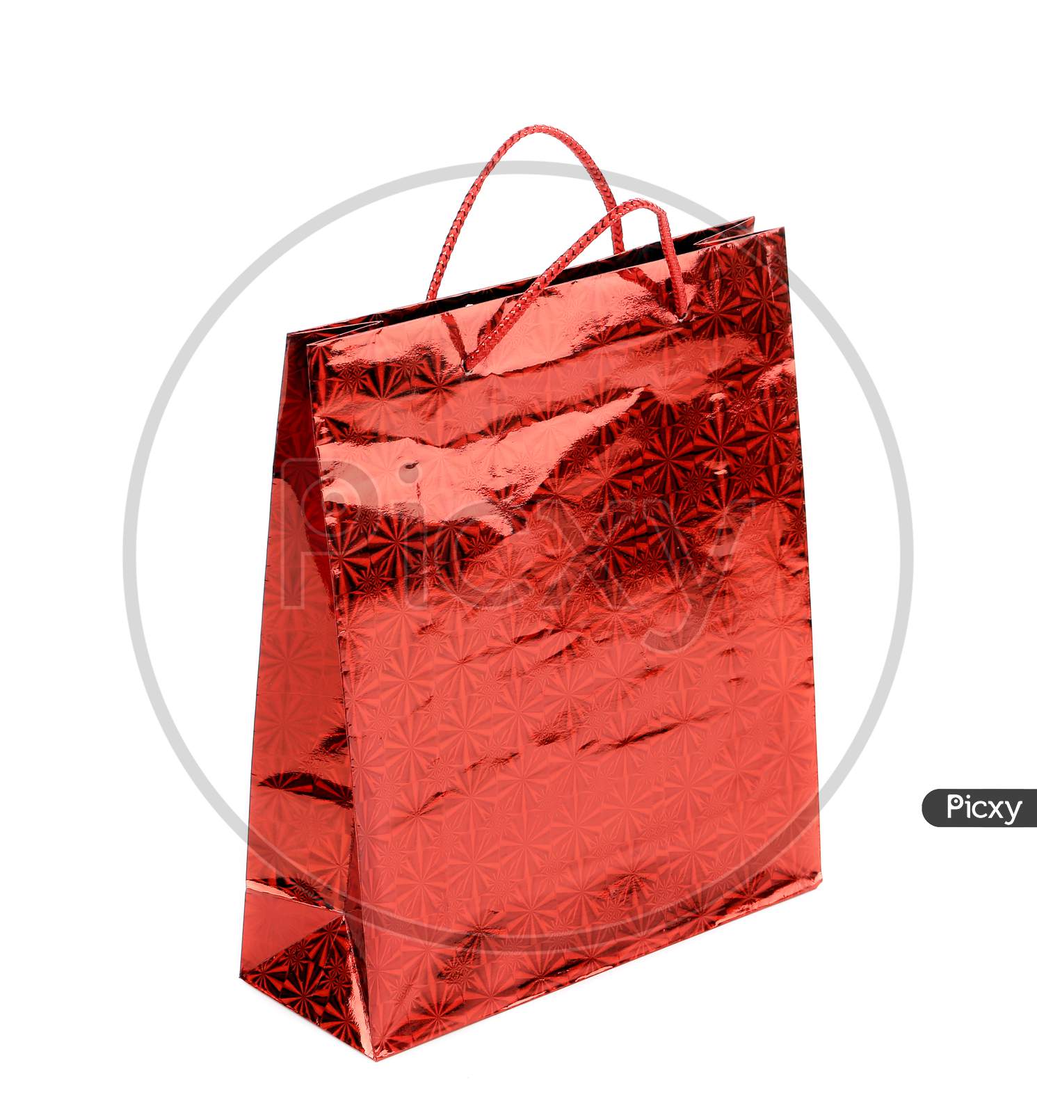 Red Gift Paper Bag. Isolated On A White Background.