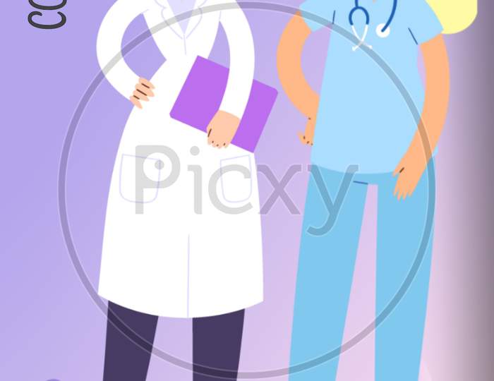 Doctors wearing mask to avoid the spread of coronavirus covid-19 illustration 