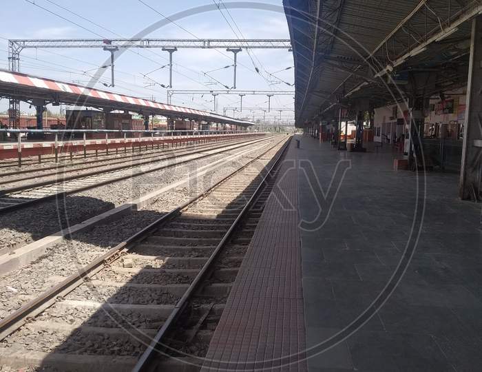 Railway platform during covid-19 lockdown