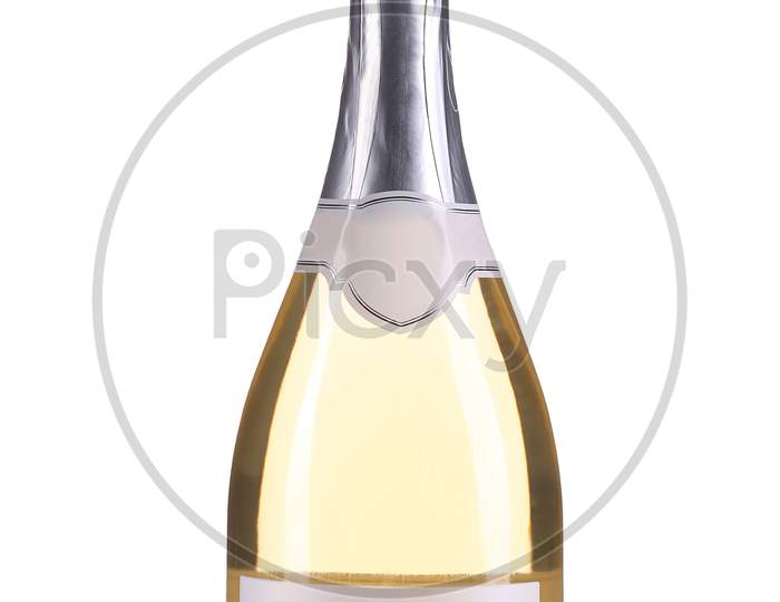 Bottle Of Pink Champagne. Isolated On A White Background.