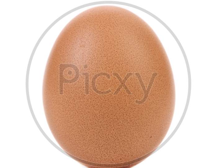 Close Up Of Brown Egg. Isolated On A White Background.