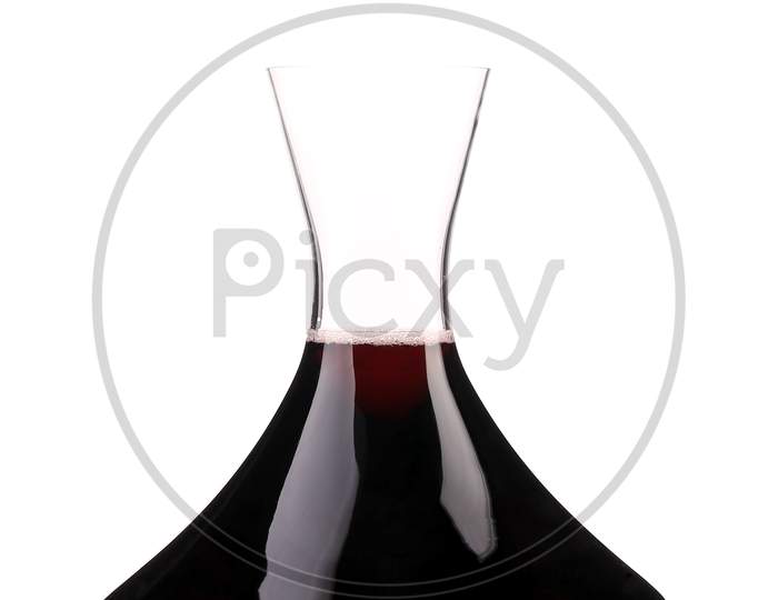 Decanter Full With Red Wine. Isolated On A White Background.