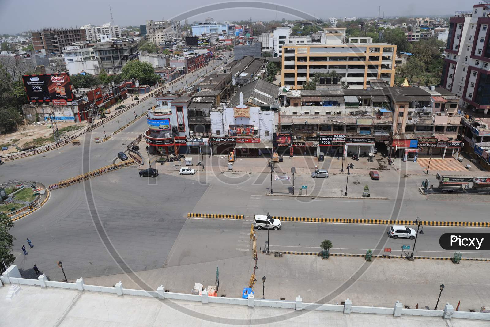 A View of Empty City Roads And Junctions in Prayagraj City During Lockdown For Corona Virus Or COVID-19  Pandemic in India. Prayagraj