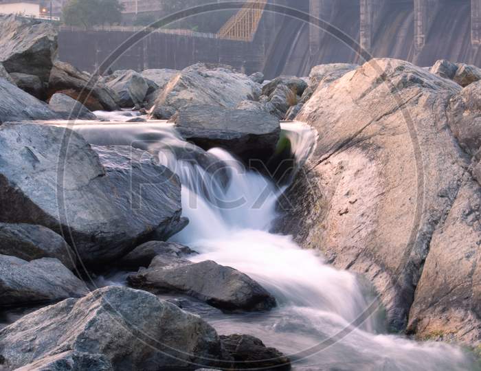 High Exposure Image Of A Small Waterfall